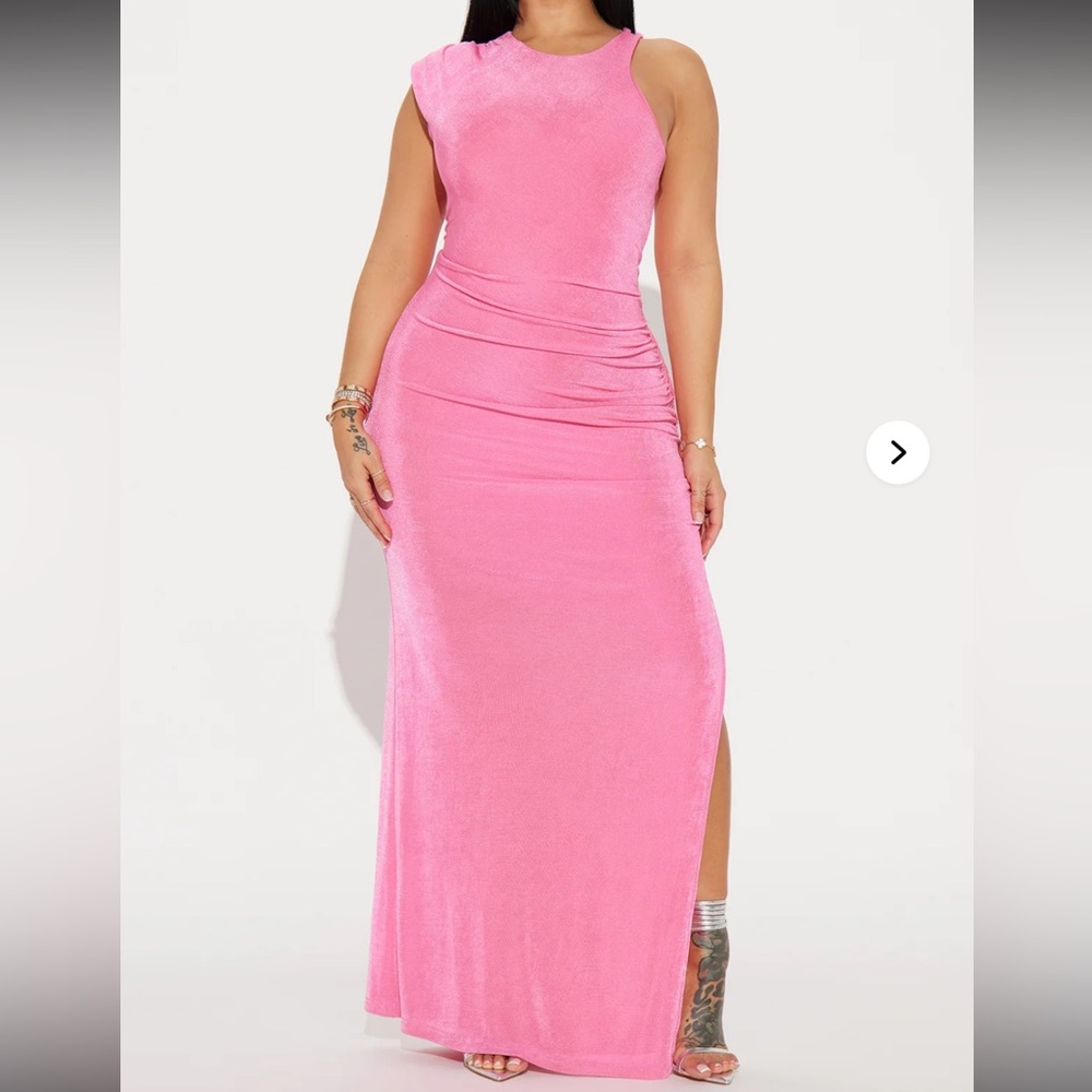 Fashion Nova Vibrant Pink Asymmetrical Dress - Picture 3 of 4